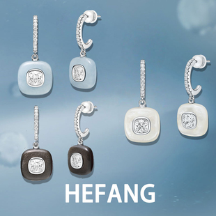 何方HEFANG半宝方糖耳环耳钉饰品轻奢耳饰配饰高级生日礼物