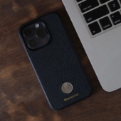 刻字外币手机壳保护套适用苹果iPhone17 pro Max原创意大利山羊皮真皮质感情侣不撞壳 定制个性