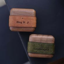 适用于airpods 4代苹果耳机胡桃木保护壳手工个性化刻字DIY牛皮刻字情侣情人节礼物小众耳机保护套不撞壳定制