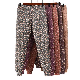 碎花中老年高腰弹力保暖妈妈束口棉裤 冬季 薄款 女士内穿棉裤 女 新款