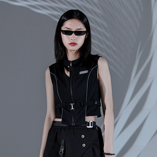 ENSHADOWER隐蔽者赛博朋克黑色反光条机能背心女工装 坎肩马甲 无袖
