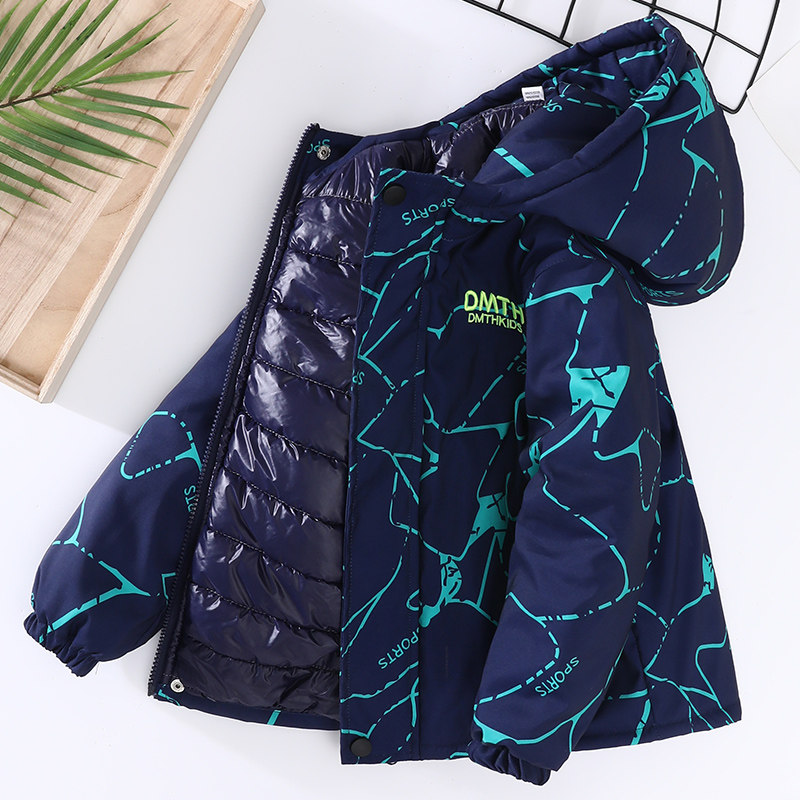 新款加厚中大童加绒风衣棉服