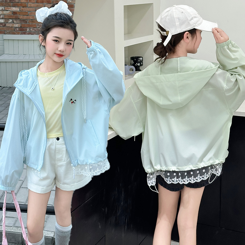 儿童户外连帽冰丝防晒衣女童防晒服轻薄外套2025新款洋气夏季潮衣