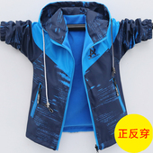 2026新款 儿童上衣中大童胖男孩衣服16宝宝冲锋衣 双面穿加绒秋冬装