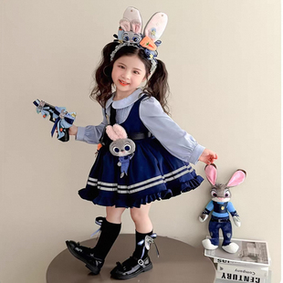 女童兔子警官衣服秋季公主裙2025新款女孩洛丽塔儿童秋冬装连衣裙
