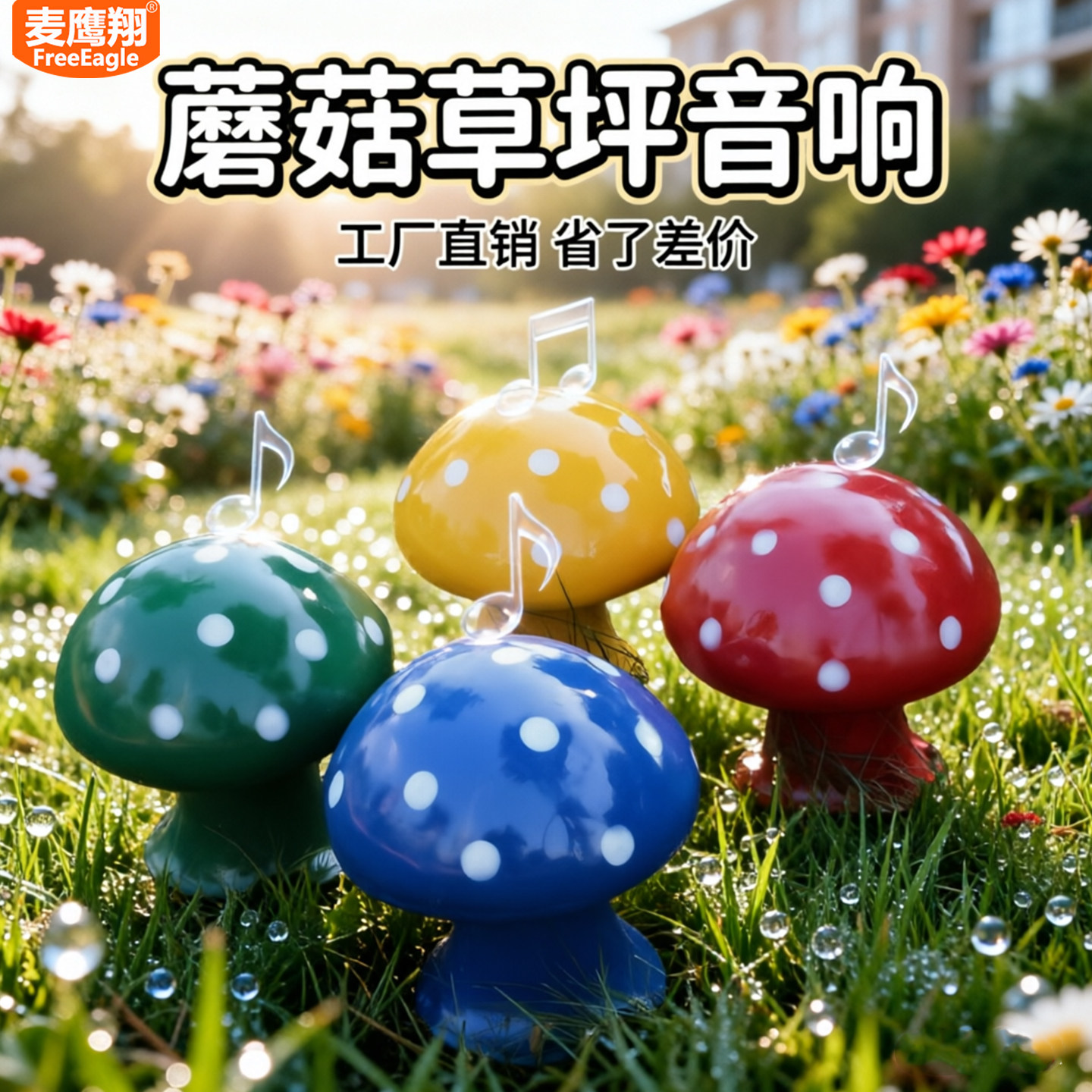 麦鹰翔 卡通蘑菇 户外防水草坪音响音箱公园园林庭院别墅室外喇叭