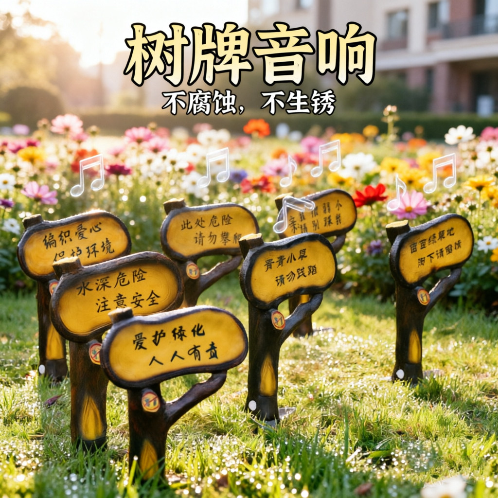 草坪音箱室外防水户外庭院园林小区广告牌可定制提示牌提示石标语