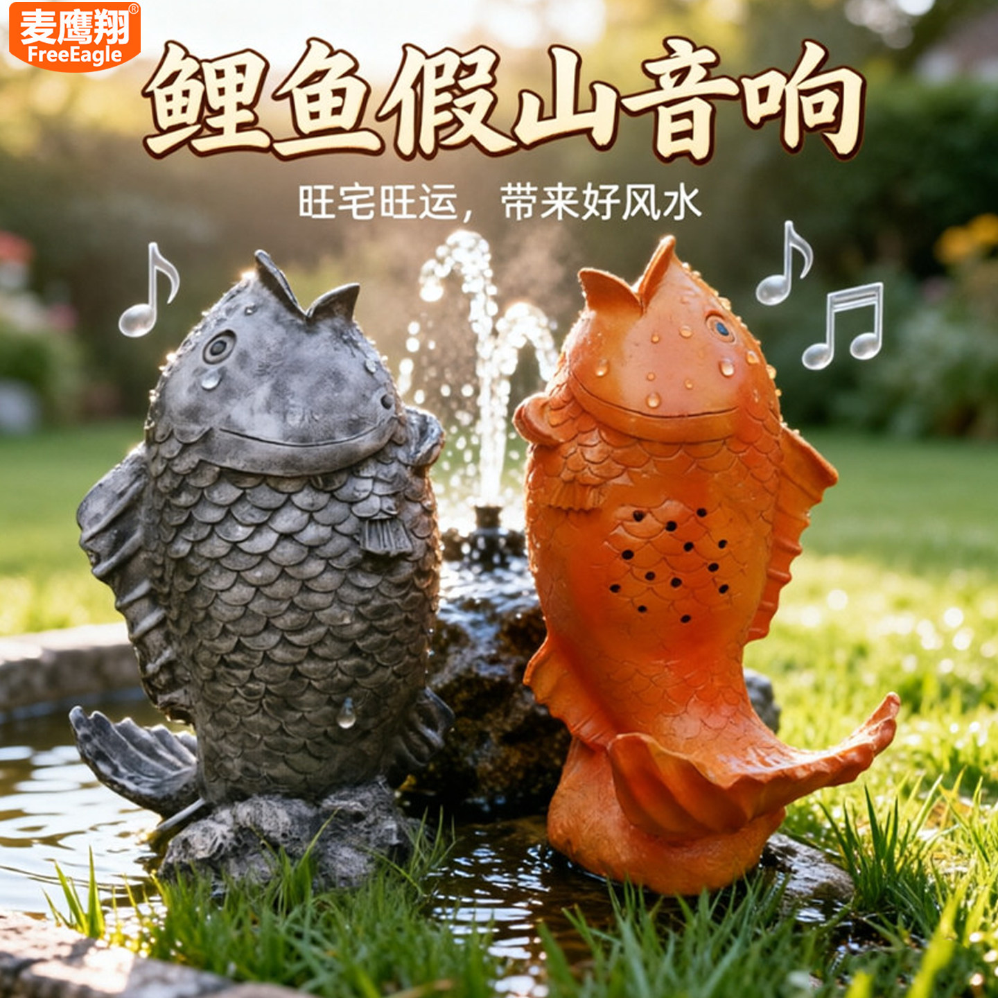 仿鲤鱼动物草坪音响音箱户外防水室外防雨园林公园庭院