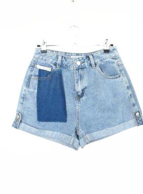 包邮cache专柜正品高腰破口磨白A字棉质卷边热裤牛仔短裤 7177029