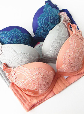 欧系列正品70A70B蕾丝上薄下厚三排扣胸罩小胸女内衣文胸 OA23349