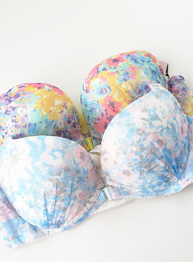 欧系列正品70AB75AB印花网纱前扣美背聚拢胸罩女内衣文胸 RA23413