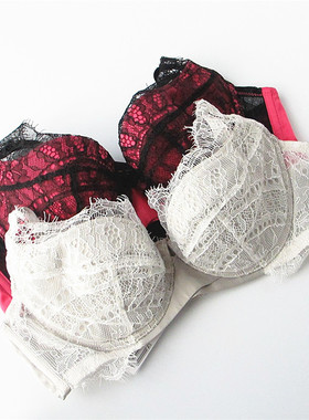 欧系列正品75B精致睫毛透视蕾丝拼接三排扣胸罩女内衣文胸IA13410