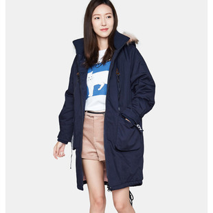 包邮艾格伊品正品可卸连帽宽松夹棉加厚棉衣棉服外套女 8A0232003