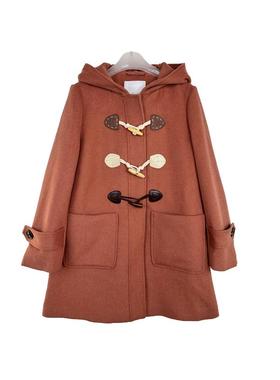 拉系列正品学院风连帽牛角扣49%羊毛呢外套大衣女春秋冬 709D6008