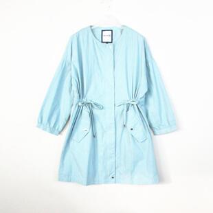 艾格伊品专柜圆领宽松收腰中长款风衣女 170234046