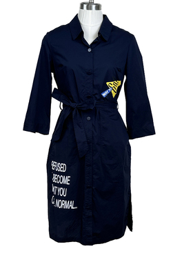 拉系专柜正品休闲翻领收腰绑带蝴蝶结衬衫连衣裙夏20012000