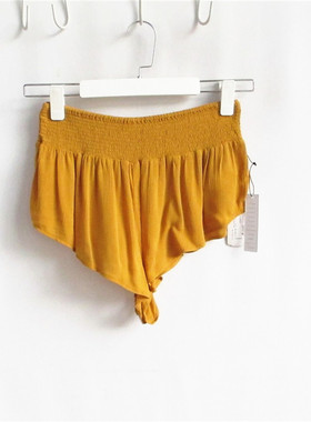 F21正品A-14-6-3-1松紧腰低腰女热裤休闲裤255201