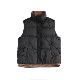 Mixblu麦斯兰专柜正品 中性假两件立领90绒加厚羽绒马甲女BXA30008