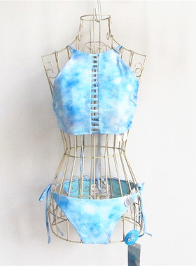 F21系列专柜正品C-4-1-3-1镂空挂脖露背泡温泉夏女分体泳衣244613