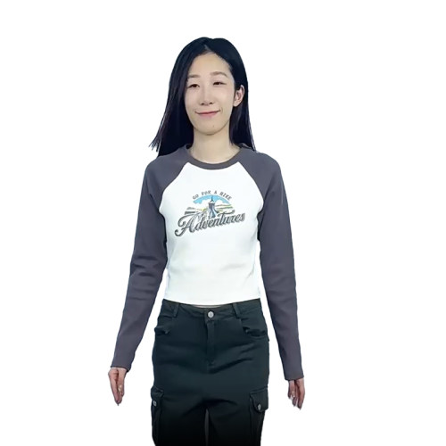 Mixblu麦斯兰专柜正品休闲圆领插件短款95%棉质T恤女春秋WX802367