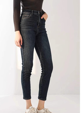 Mixblu麦斯兰专柜正品高腰小脚铅笔裤加绒加厚牛仔裤女冬BXC29011