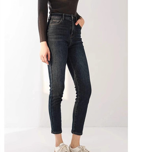 Mixblu麦斯兰专柜正品高腰小脚铅笔裤加绒加厚牛仔裤女冬BXC29011