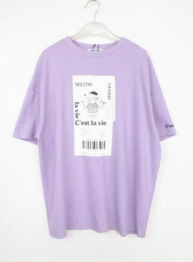 cache专柜正品多巴胺穿搭圆领短袖宽松棉质T恤夏上衣女 5669021