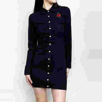 包邮cache专柜正品休闲翻领长袖华夫格春秋衬衫连衣裙22508030001