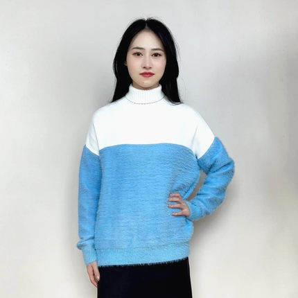 cache专柜正品休闲圆领长袖拼色宽松秋冬春毛衣针织女 8527017