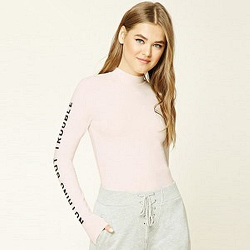 专柜正品半高领短款长袖T恤