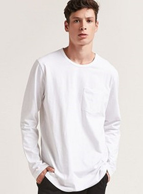 F21专柜正品B-8-10-3-1圆领长袖圆摆T恤男159592