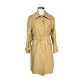 拉系列专柜正品 百搭通勤翻领纯色中长款 收腰风衣春秋外套100A7008