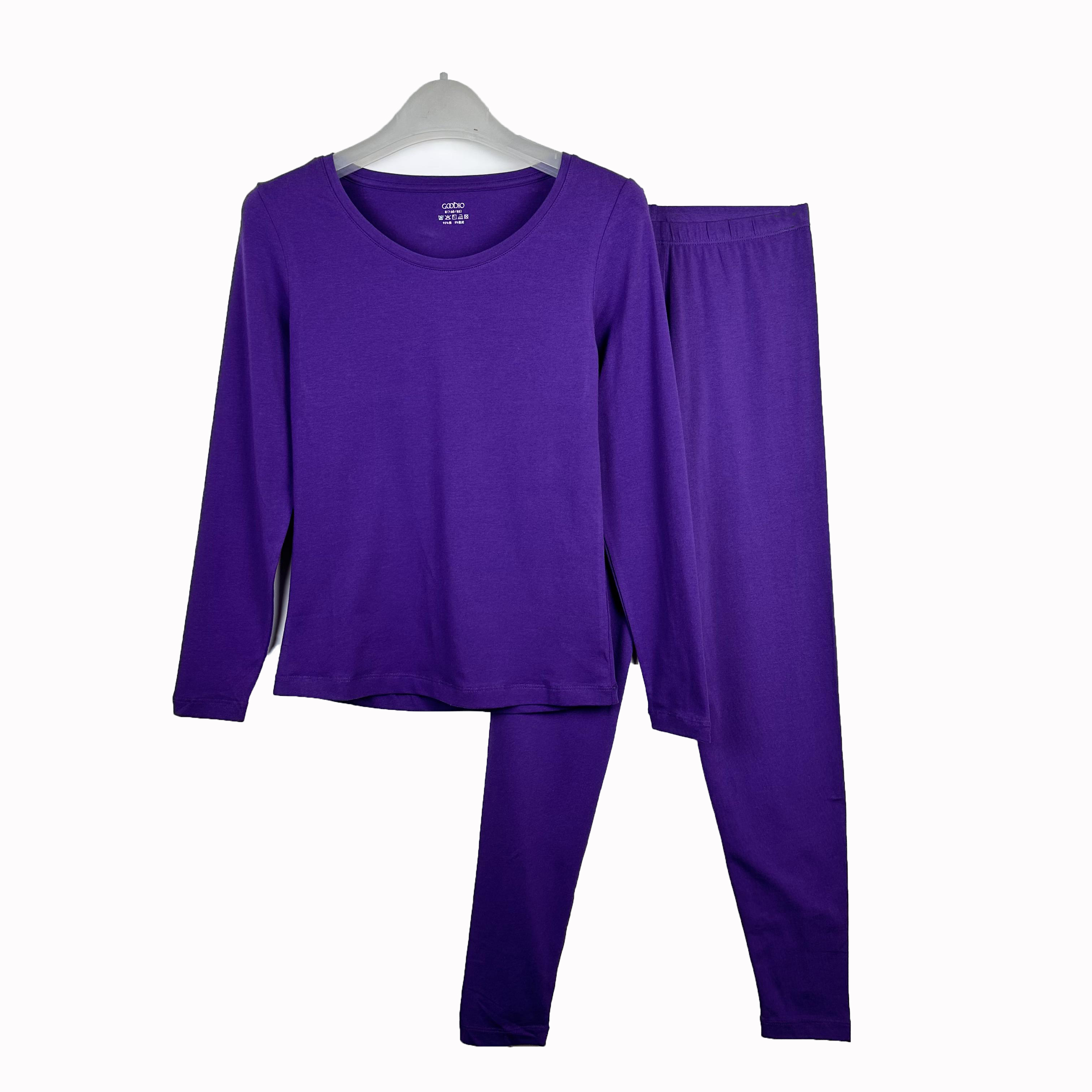 长袖女士保暖套装秋冬女95%圆领