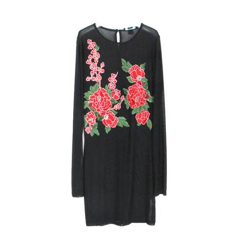 f21专柜正品性感刺绣透视修身长袖连衣裙礼服春秋夏 109606