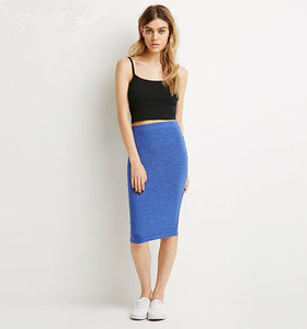 F21系列正品百搭松紧腰过膝裹身裙中裙春秋半身裙 131980