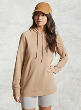 F21系列正品连帽纯色中长款棉质春秋卫衣234852