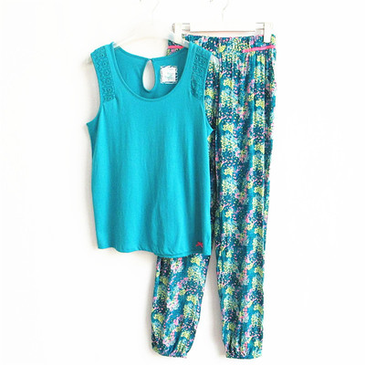 艾格伊品清凉印花无袖睡衣套装