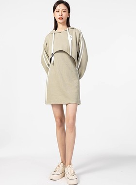 Mixblu麦斯兰专柜正品宽松连帽卫衣背心裙两件套装女春秋BX333008