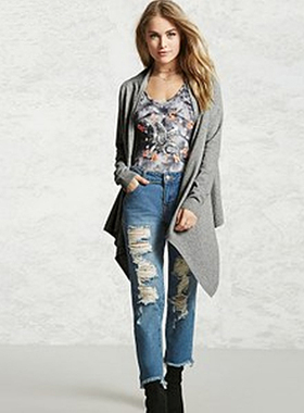 F21专柜正品慵懒风春秋开衫外套针织衫毛衣女 251620