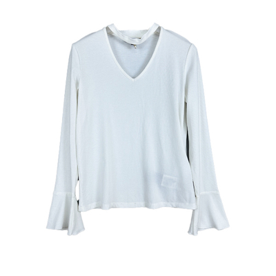 拉系列专柜正品淑女纯色项链领喇叭袖长袖打底T恤女春秋 1W000037