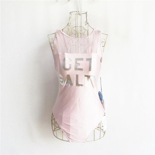 F21系列专柜正品 243820 性感镂空拼接X肩带泡温泉女连体泳衣