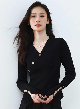 Mixblu麦斯兰专柜正品女装V领修身长袖毛衣针织衫春秋冬 WXB61874