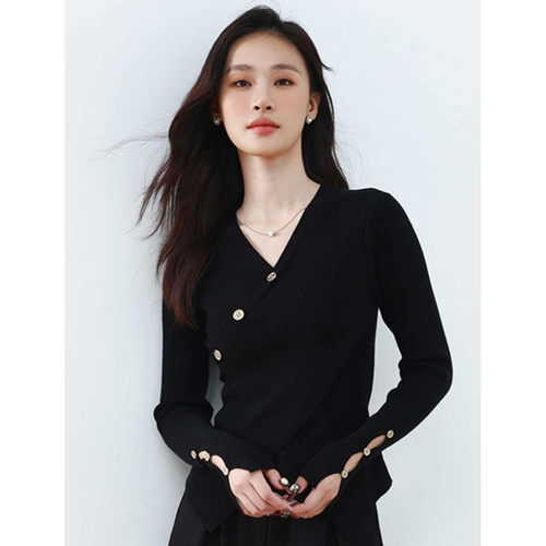 Mixblu麦斯兰专柜正品女装V领修身长袖毛衣针织衫春秋冬 WXB61874