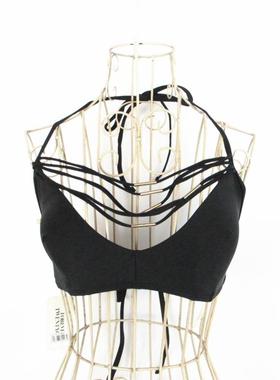 F21系列专柜正品大码挂脖露背绑带可卸胸垫女L分体泳衣单件150274