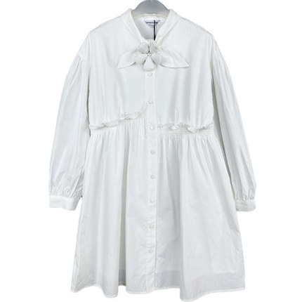 cache专柜正品甜美高腰木耳边长袖春秋衬衫连衣裙22509030006