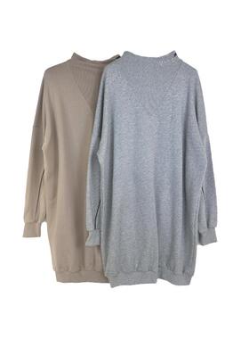 拉系专柜正品极简休闲半高领长袖宽松卫衣连衣裙春秋2T000077