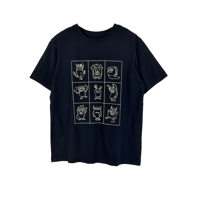 拉系列专柜正品休闲卡通刺绣圆领短袖95%棉宽松T恤女夏100B1036