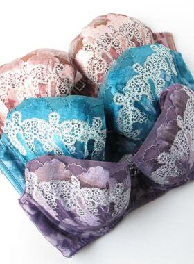 欧系列正品c-12-5-1-2水墨印花薄棉杯三排扣胸罩内衣文胸OA13242