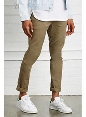 F21专柜正品极简修身纯色99%棉修身长裤男裤春秋夏202225