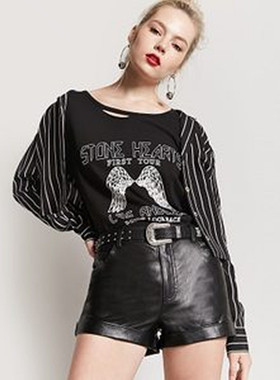 F21系列辣妹热裤正品仿皮热裤短